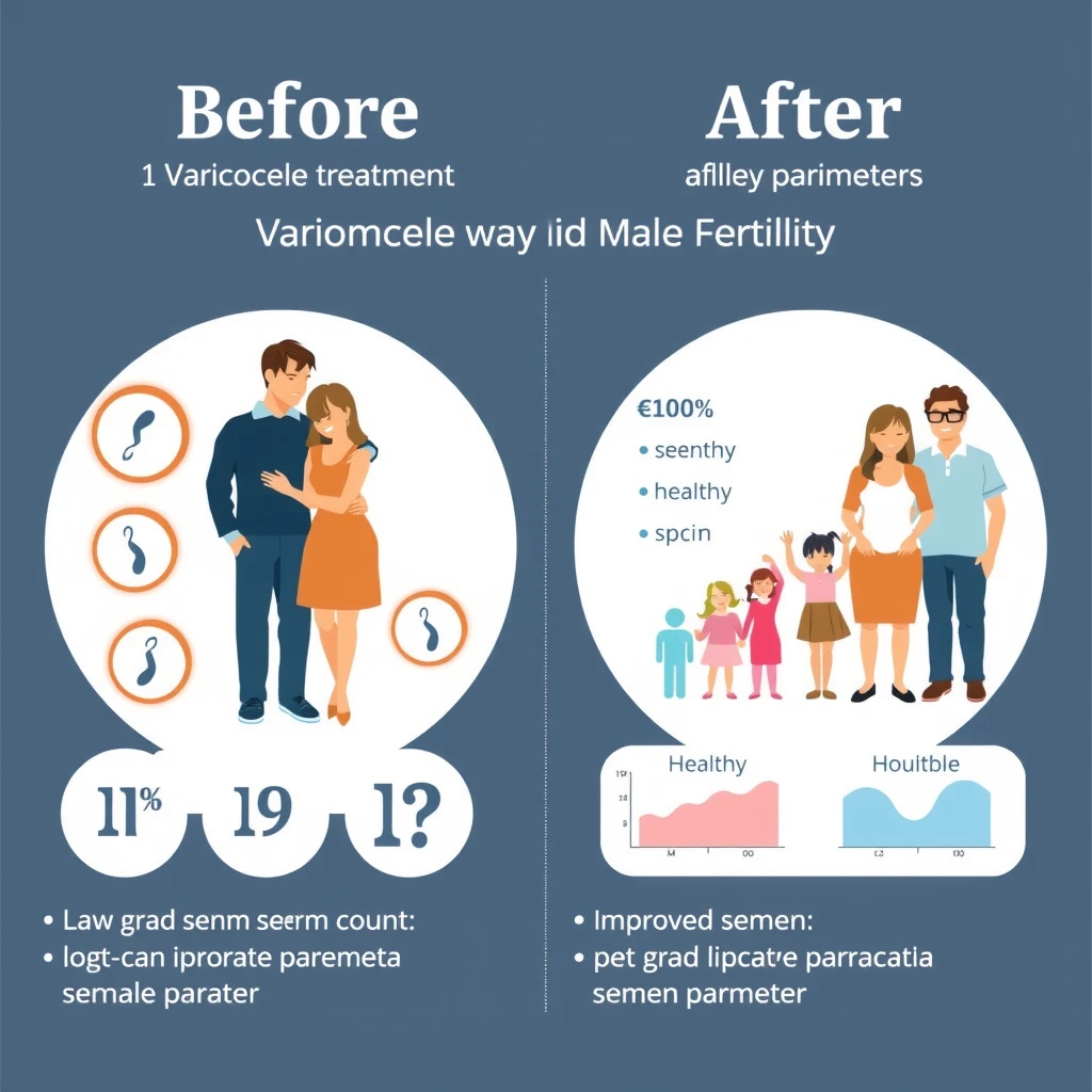 Before and after varicocele treatment on fertility