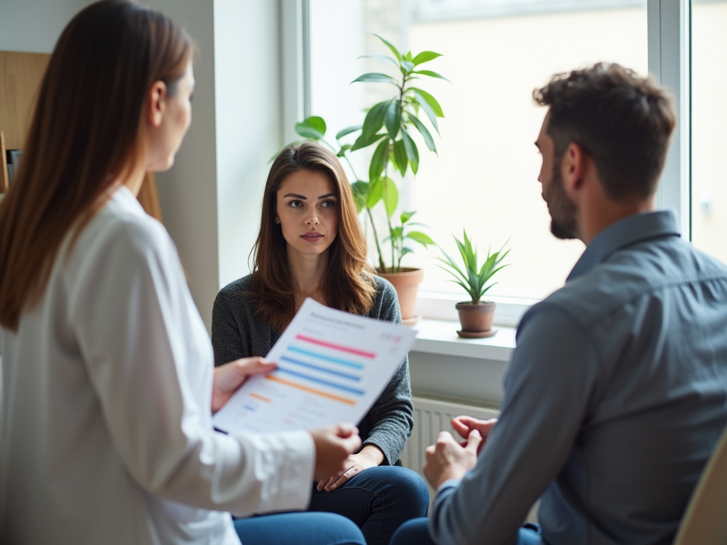 Couple meeting with fertility specialist