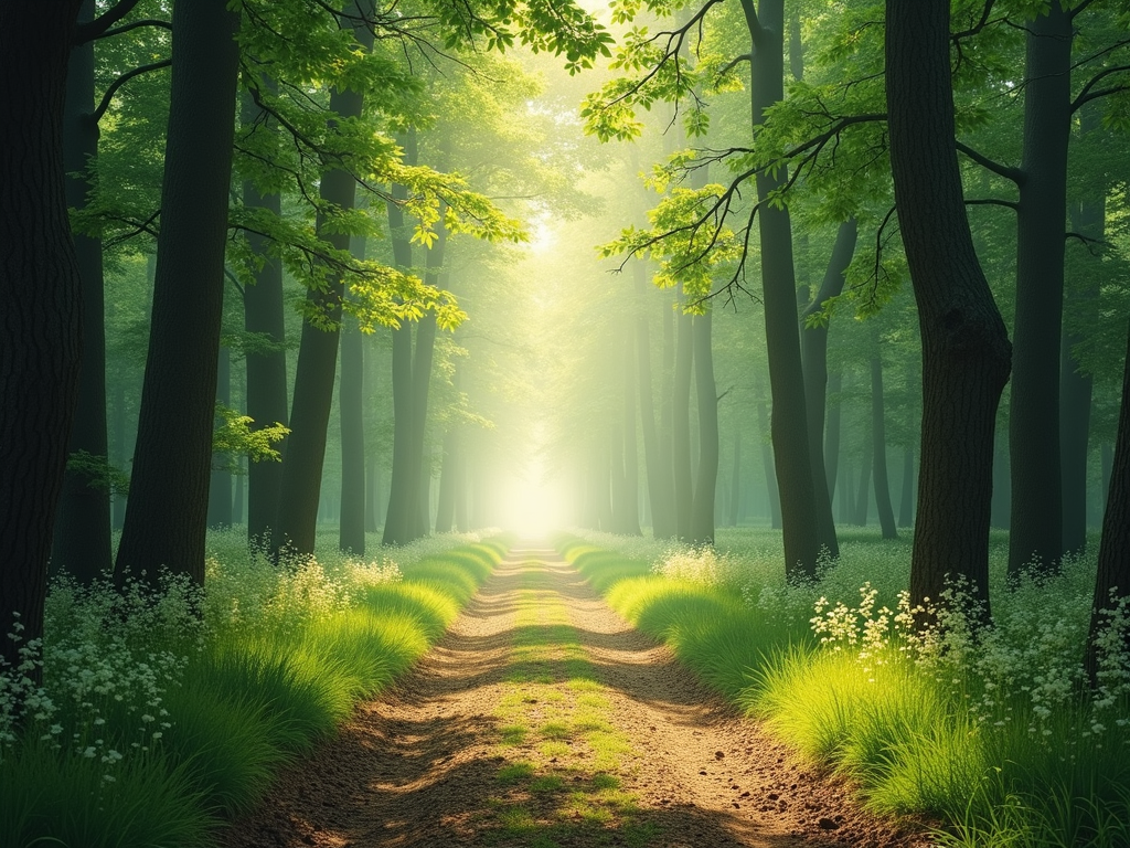 A peaceful forest path, representing hope and resilience on the infertility journey.