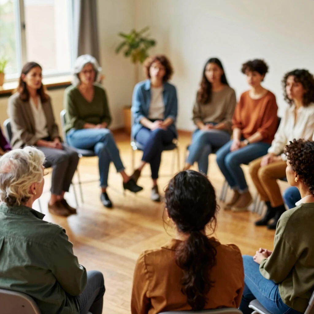 Diverse support group sharing fertility experiences