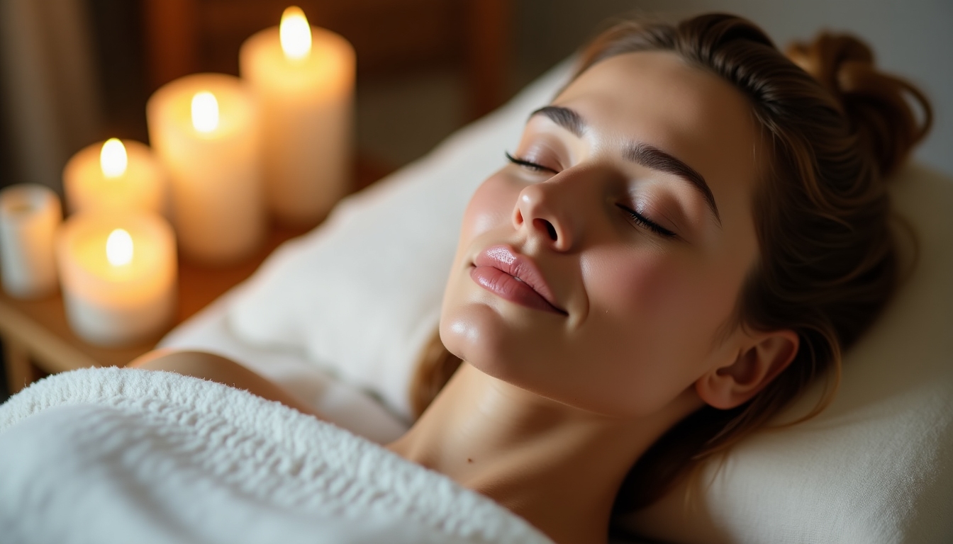 Woman resting after acupuncture session
