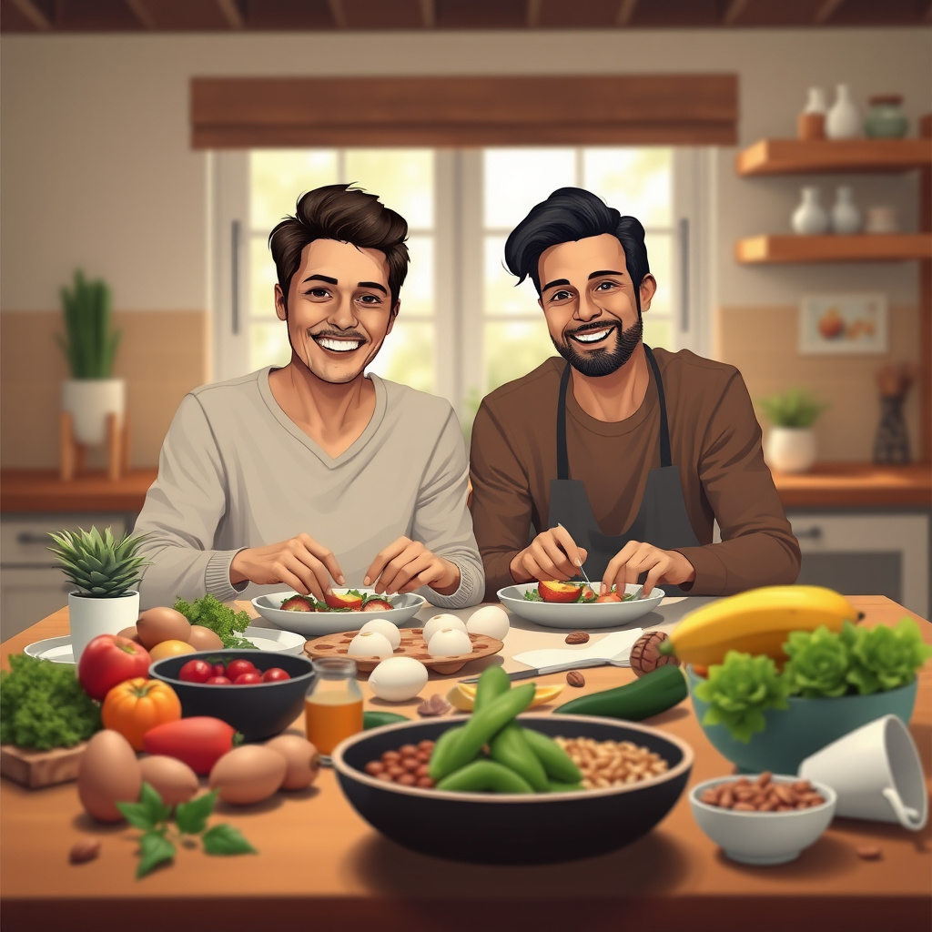 Couple preparing a healthy meal for fertility support