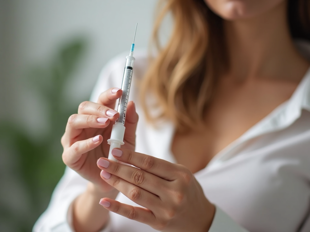 Woman administering fertility medication