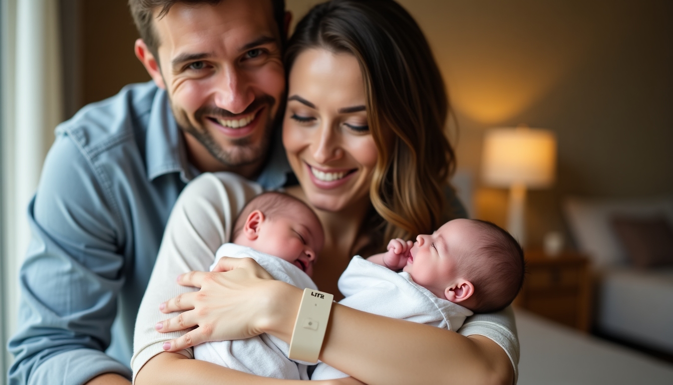 Happy parents with their newborn twins, a testament to successful fertility preservation and IVF.