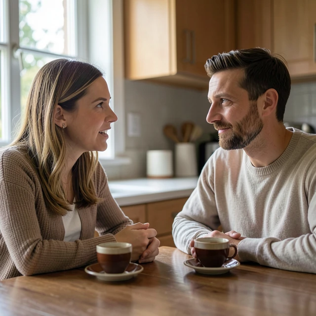 Partner actively listening with empathy during a conversation