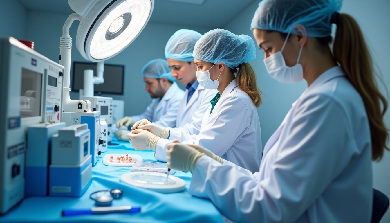 Expert medical team performing in-vitro fertilization procedures.