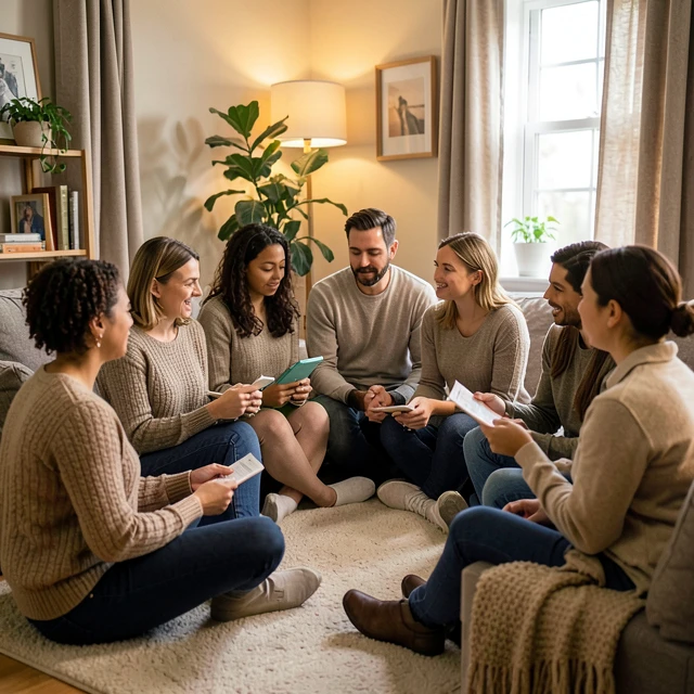 Support group meeting for people dealing with infertility