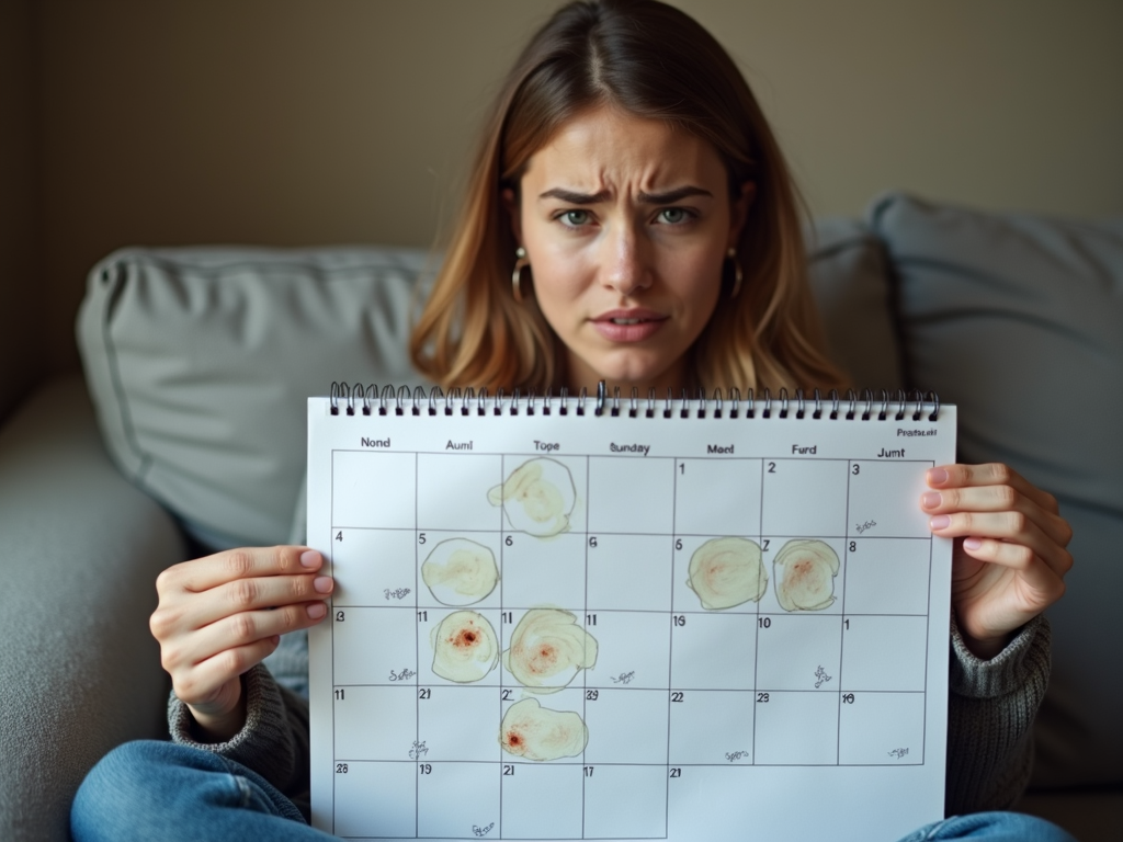 Woman reflecting on irregular periods caused by PCOS