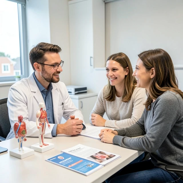 Couple consulting fertility specialist