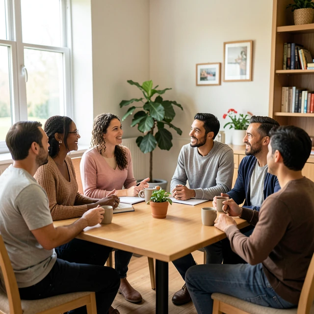 Infertile couples attending a supportive group meeting together