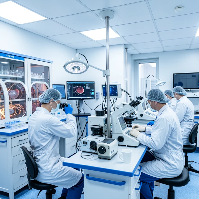 Modern fertility clinic laboratory with advanced equipment