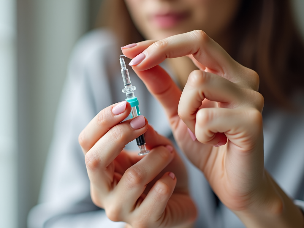 Woman preparing IVF medication injection