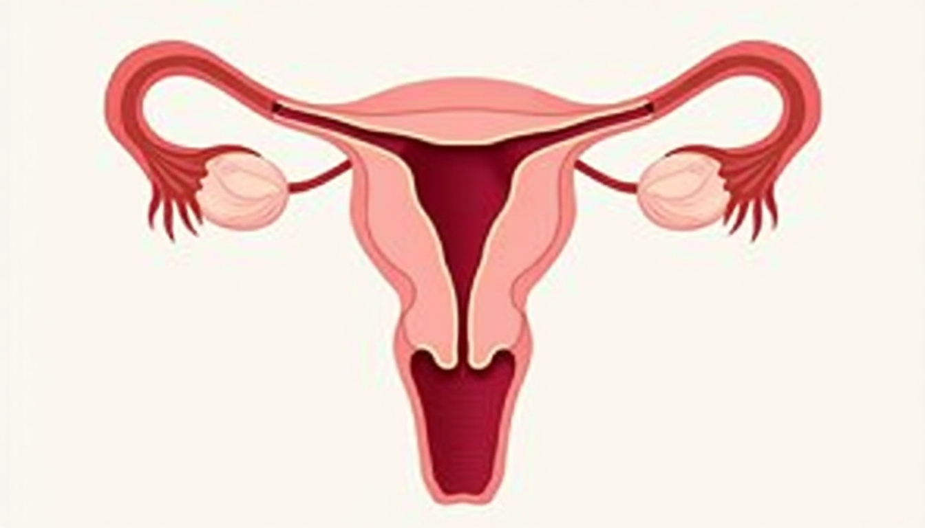 An illustration showing the reproductive system highlighting areas affected by endometriosis.
