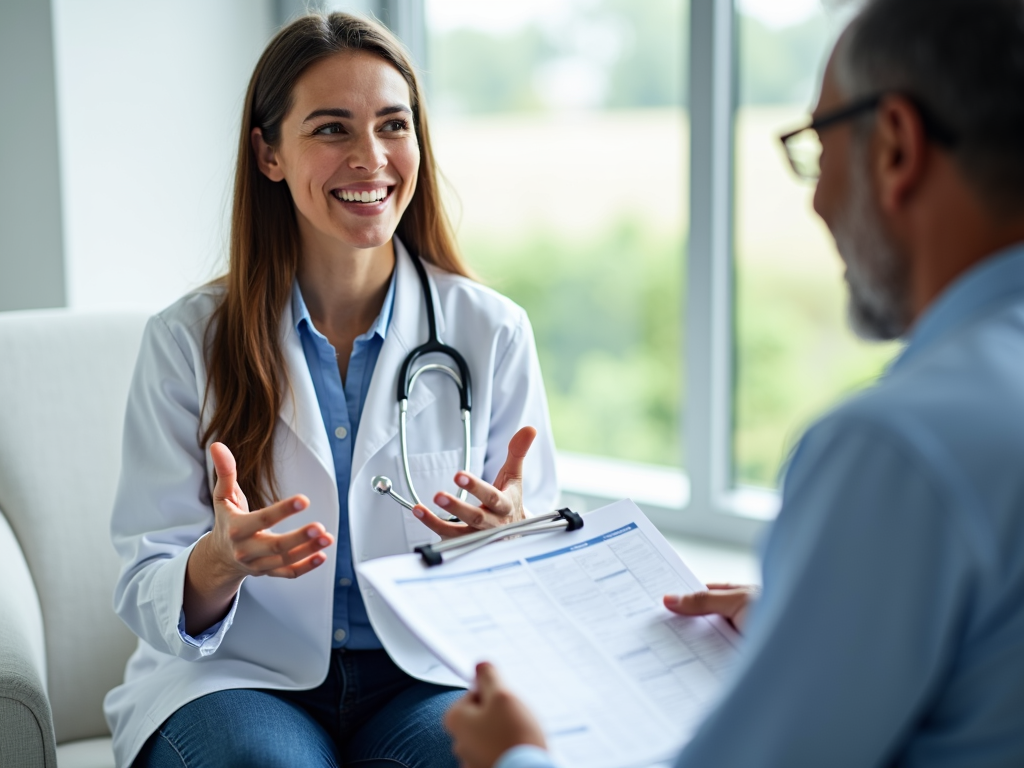 A doctor discussing a treatment plan with a patient, emphasizing clear communication.