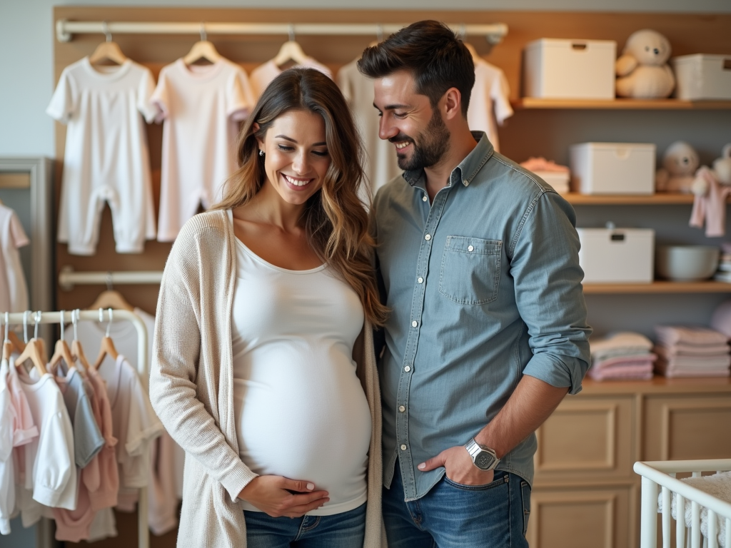 Expectant parents preparing for their baby's arrival