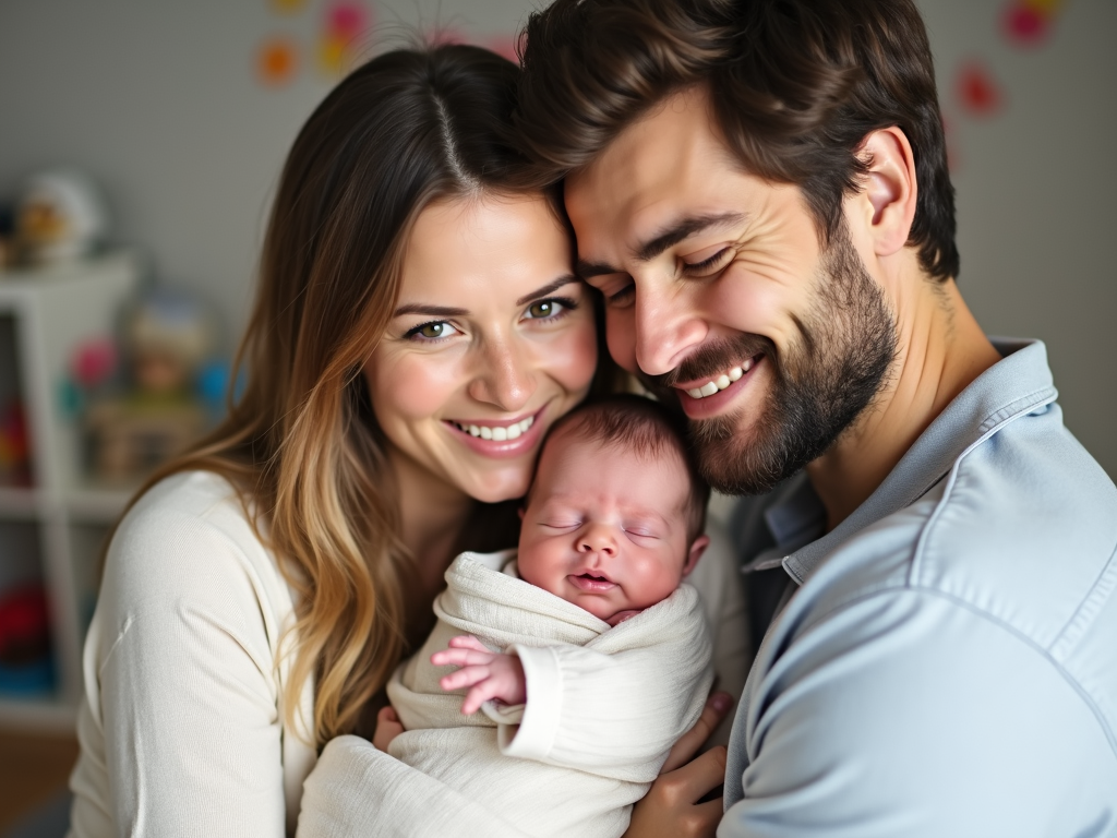 Family celebrating the arrival of their baby through donor egg IVF.