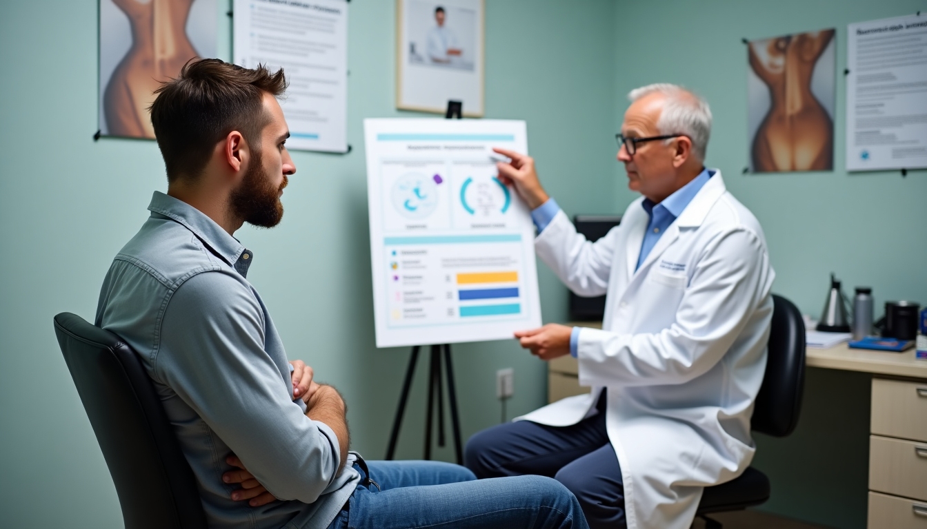Man discussing male infertility with a doctor