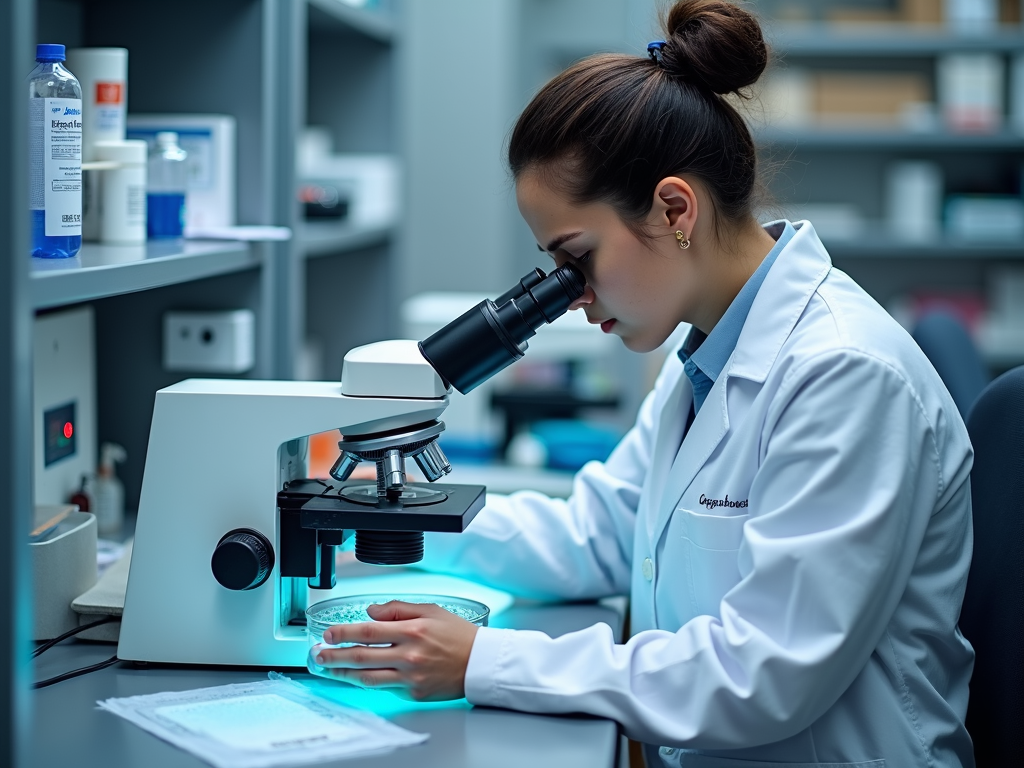 Scientist in lab working on IVF fertilization.