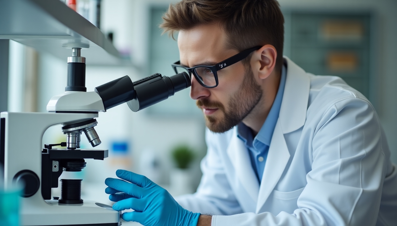 Lab technician analyzing sperm sample