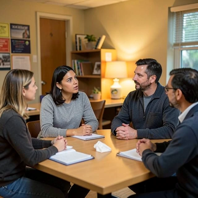Support group members connecting over shared infertility experiences