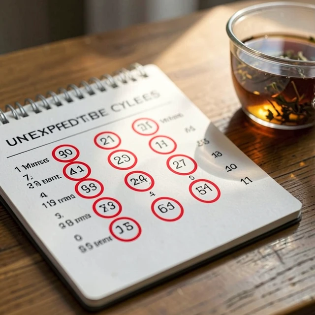 Calendar showing irregular periods due to PCOS