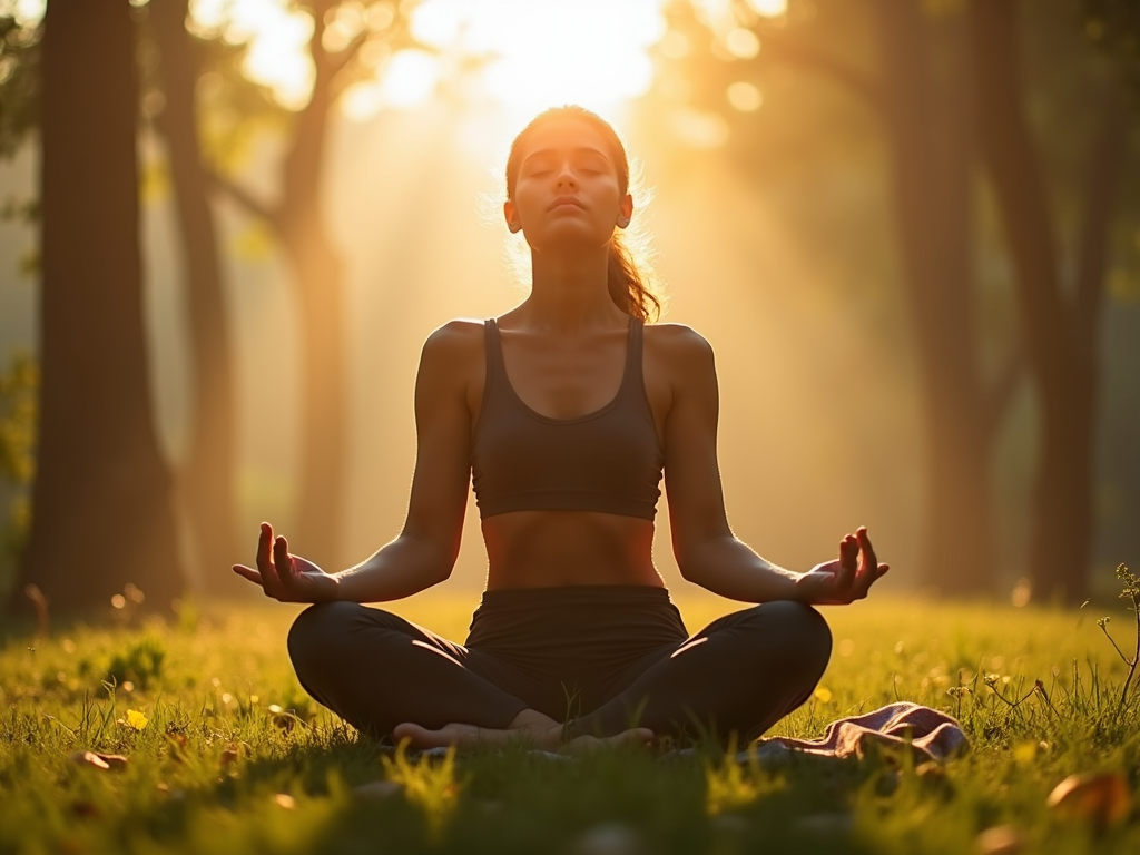 Person practicing yoga in a peaceful natural setting