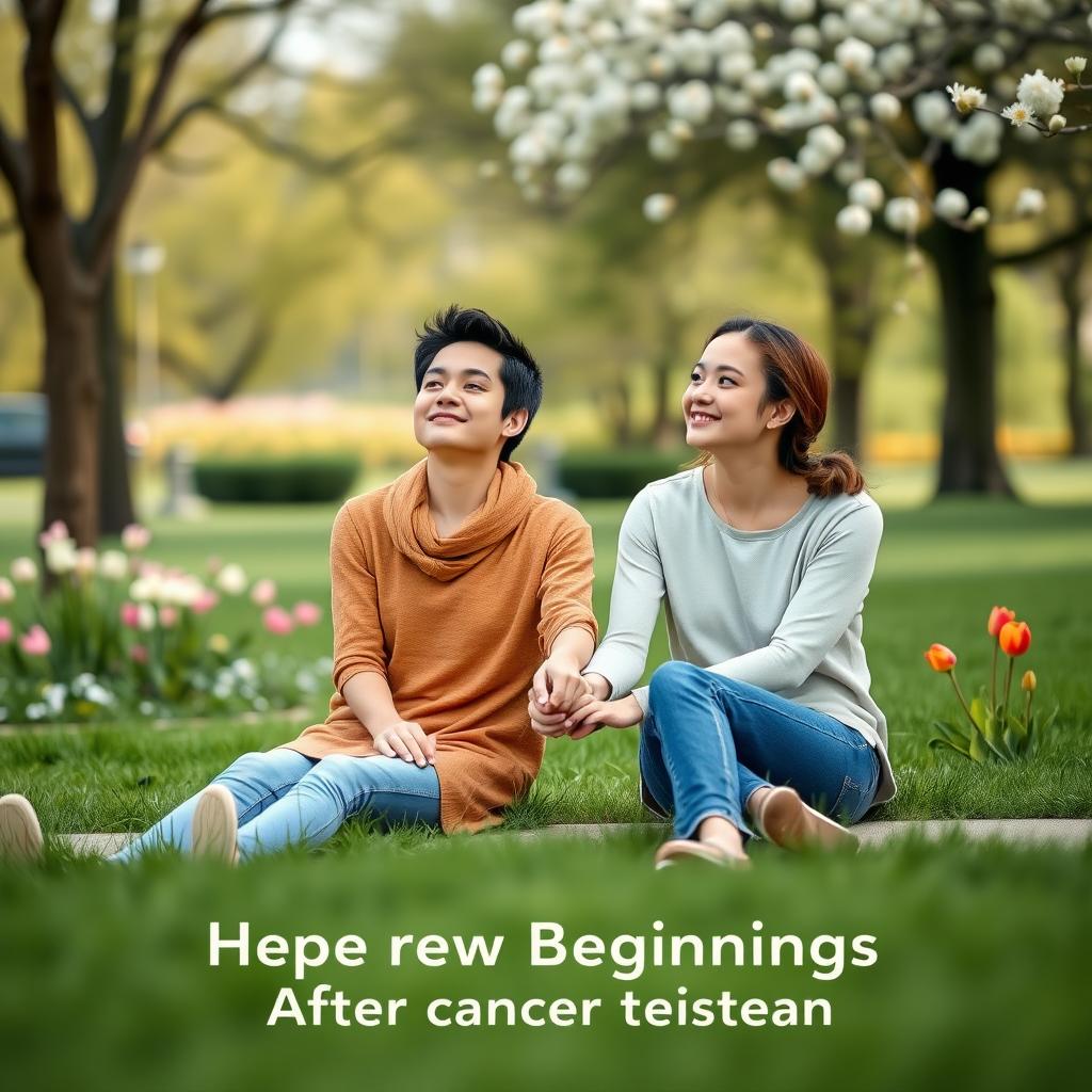 Young couple in a park, symbolizing hope for family planning after cancer