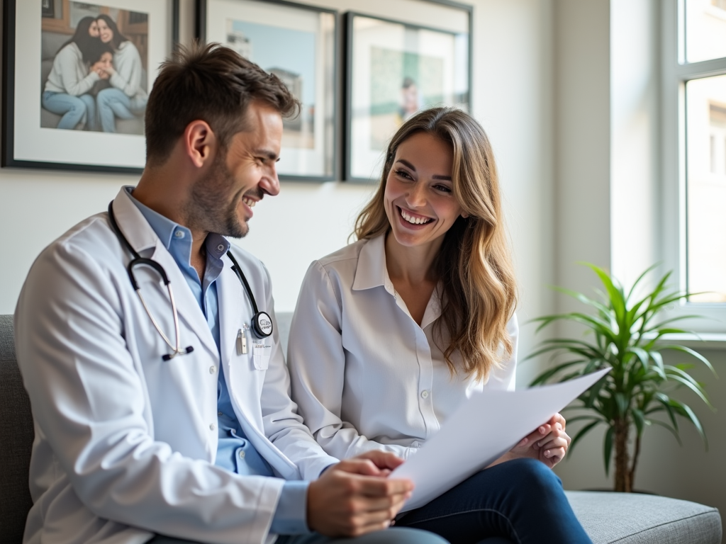 Couple discussing success rates with doctor