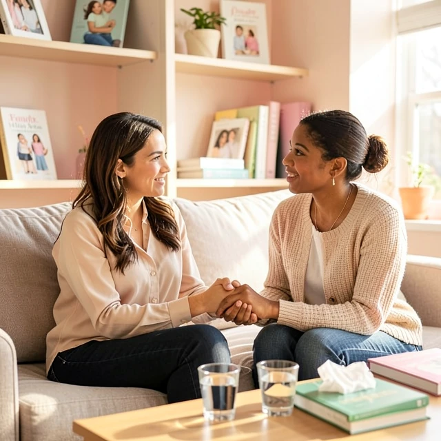 Compassionate therapist supporting a couple through infertility emotional challenges