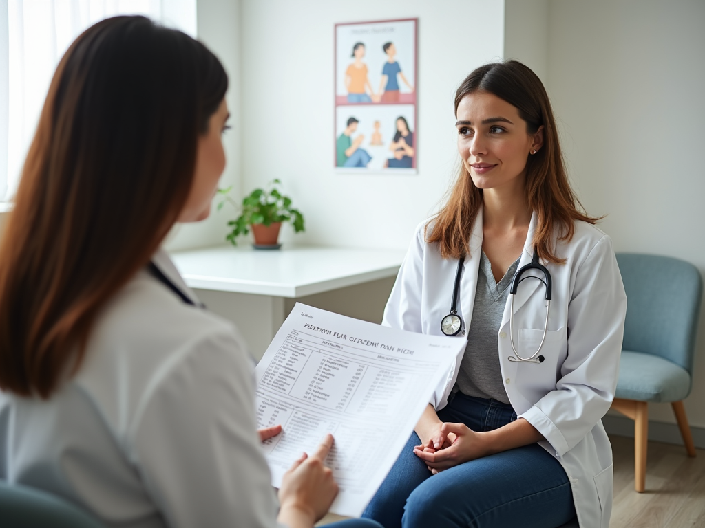 Woman discussing fertility treatment with doctor
