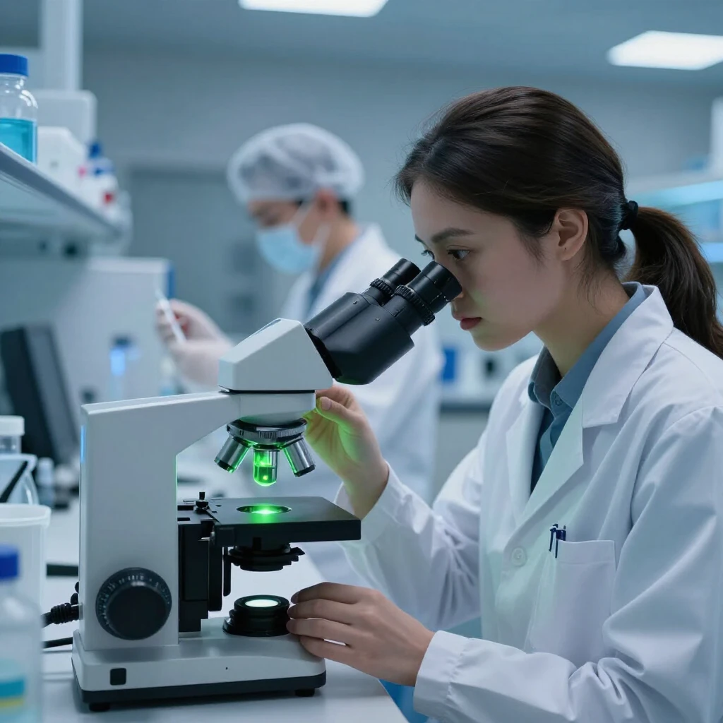 Scientists conducting stem cell research for male infertility treatment in a cutting-edge lab