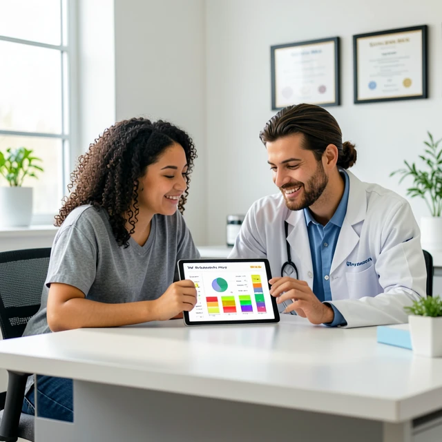 Couple consulting a doctor about IVF success rates and factors