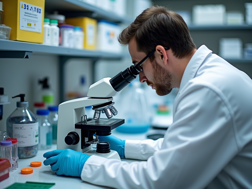 Scientist fertilizing eggs in IVF lab.