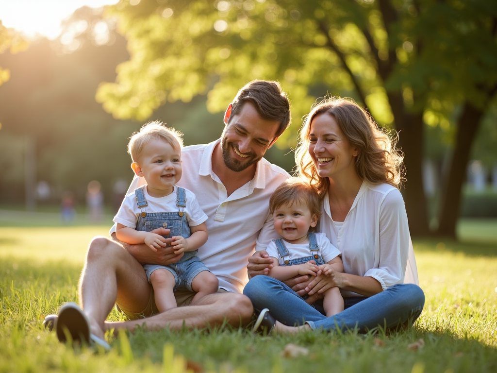Happy family after successful fertility treatments.