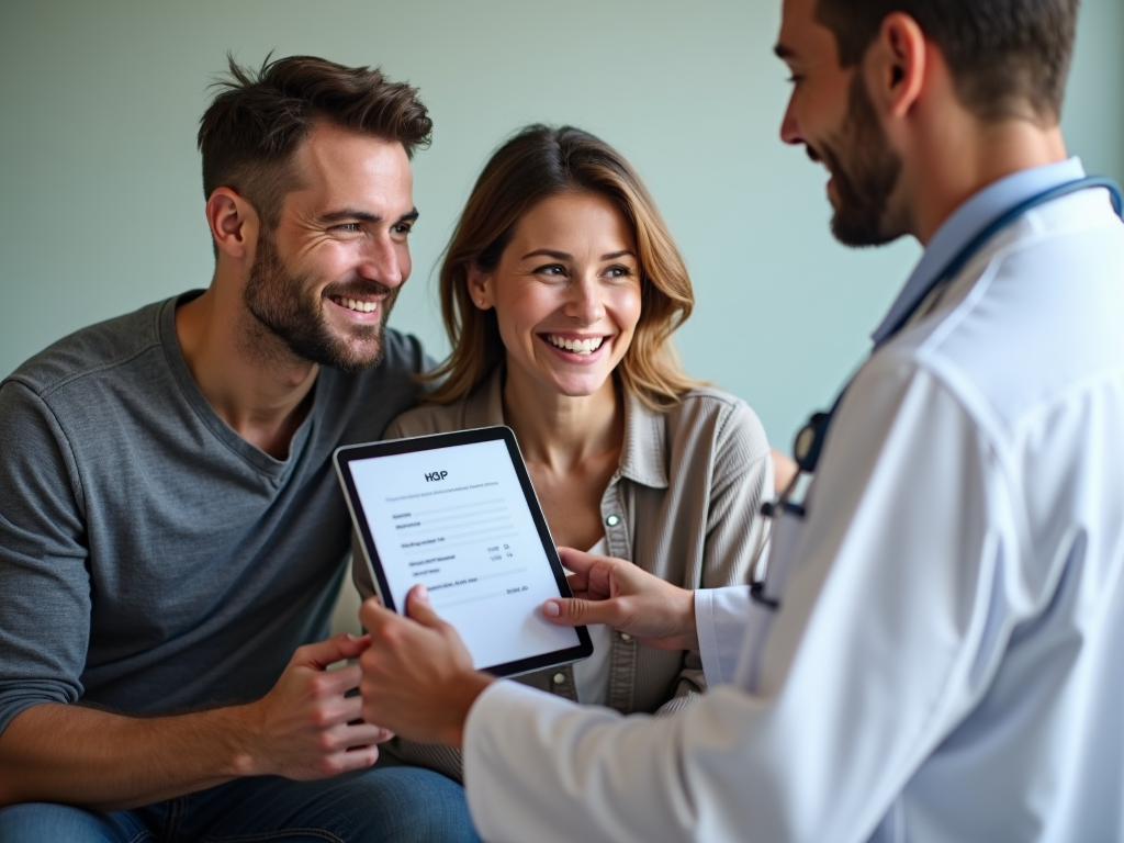 Couple receiving hopeful news from doctor