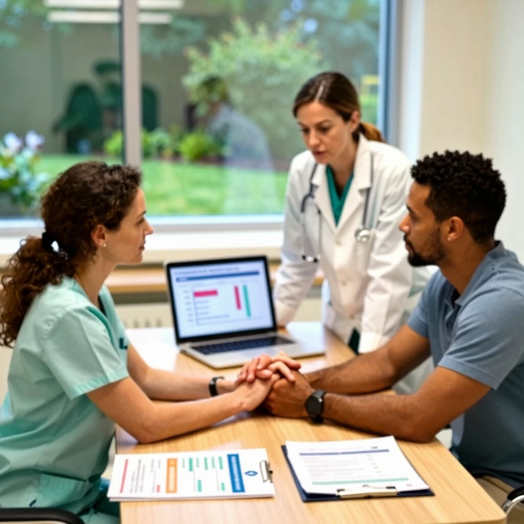 Couple consulting with fertility specialist about IVF options