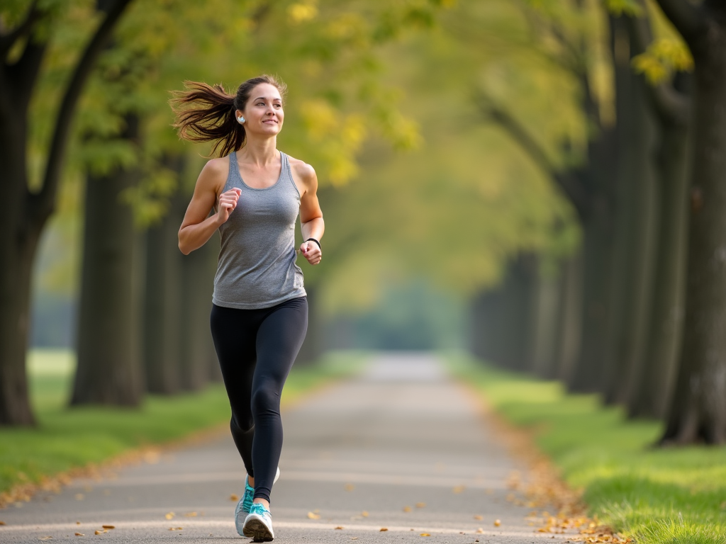 Woman with PCOS jogging in a park
