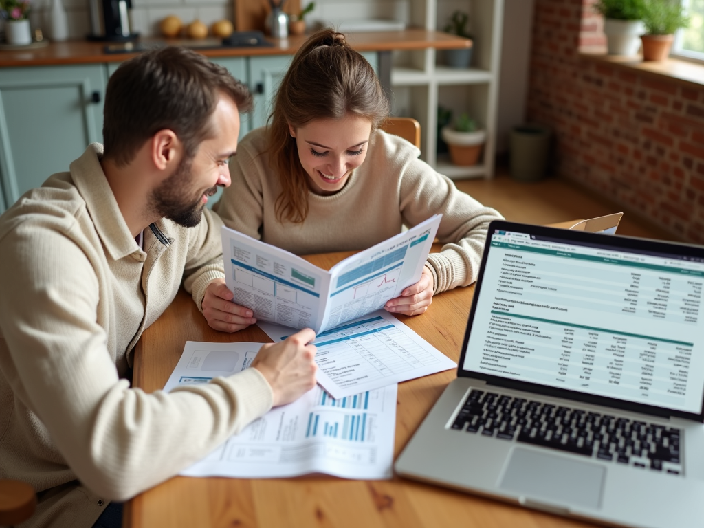Couple planning finances for fertility treatments