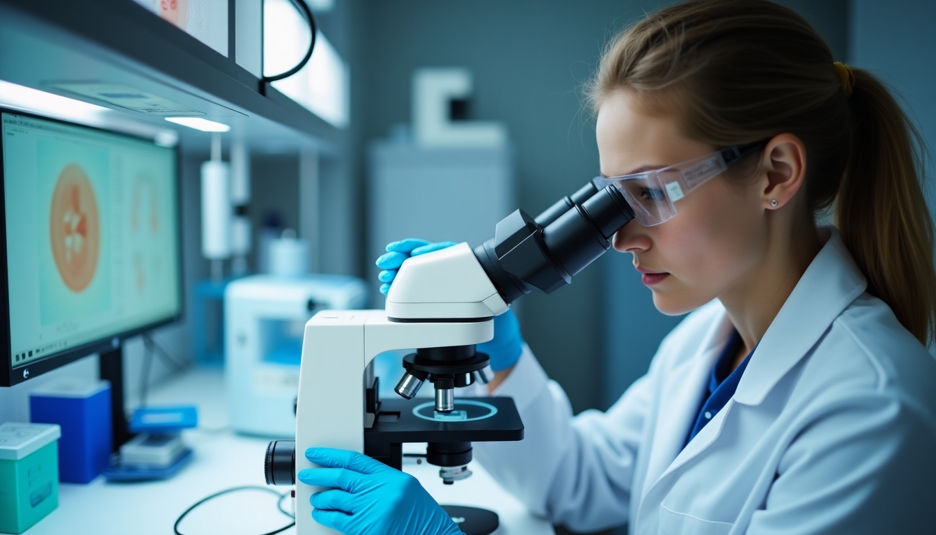 An embryologist carefully selecting embryos for transfer.