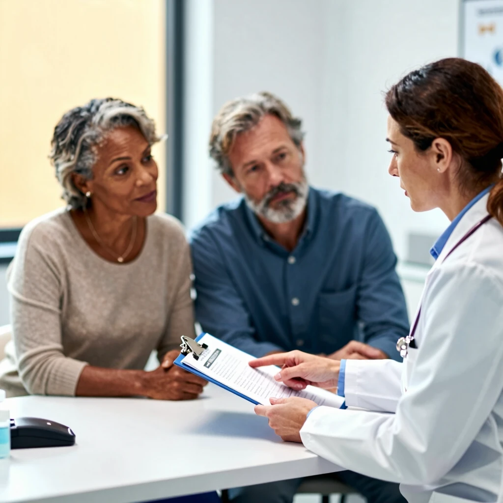 Couple consulting with fertility doctor about hormone health