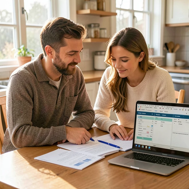 Couple reviewing IVF financial options at home
