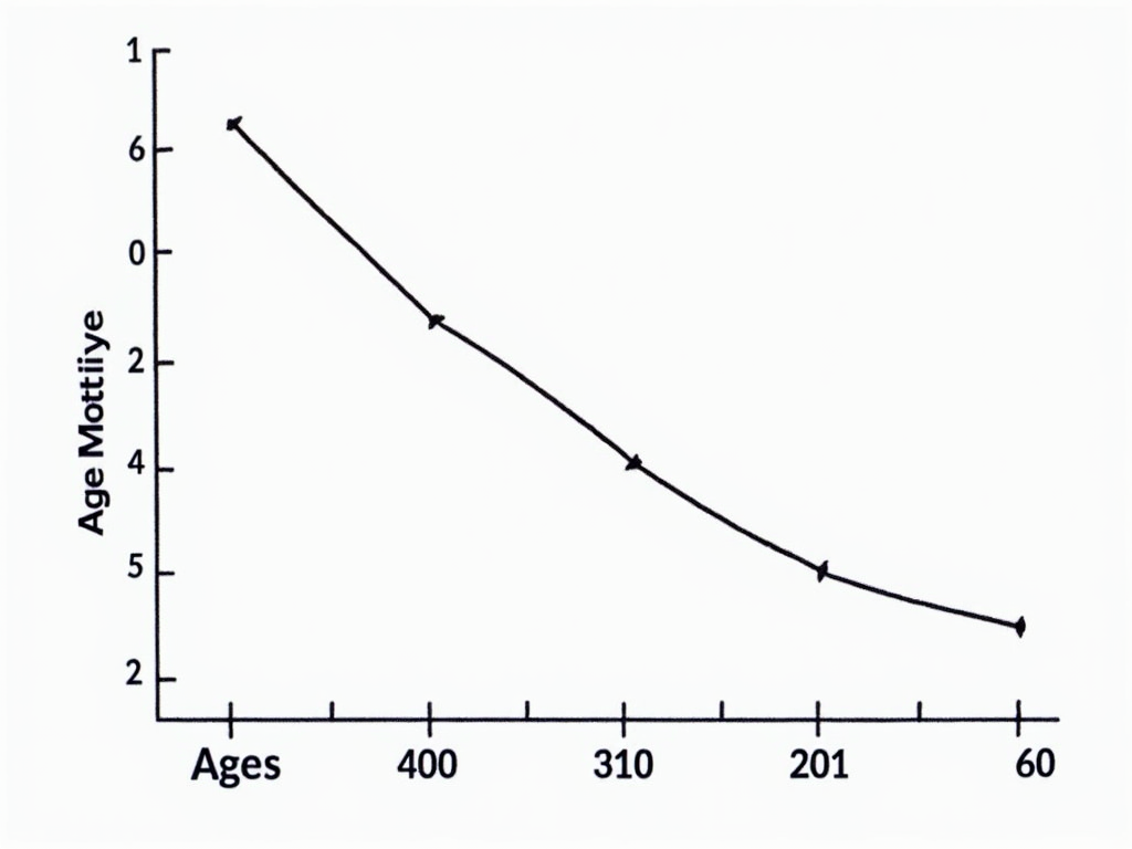 Graph depicting the decline in sperm motility as men age, showing a downward trend from age 20 to 60.