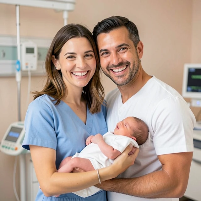 Couple celebrating birth after overcoming infertility