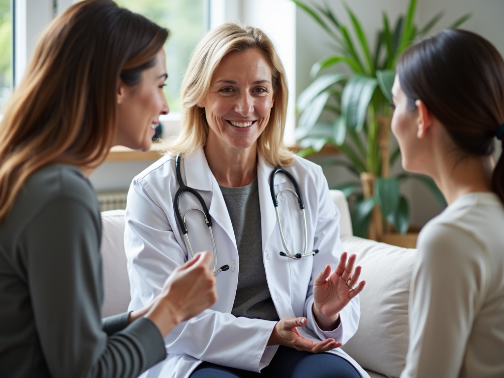 A fertility specialist discusses treatment options with a couple, providing personalized care and support.