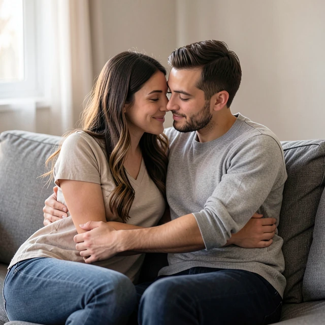 Couple providing emotional support to each other during tough times