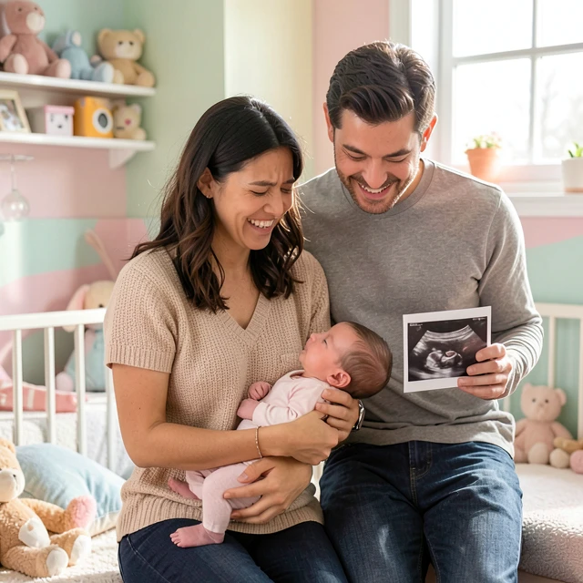 Happy family after successful fertility treatment