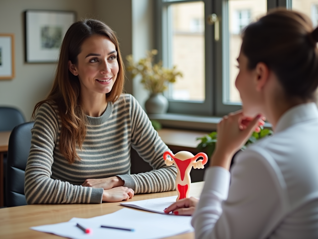 Woman discussing fertility preservation with her doctor
