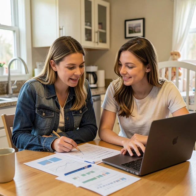 Couple planning finances for future parenthood