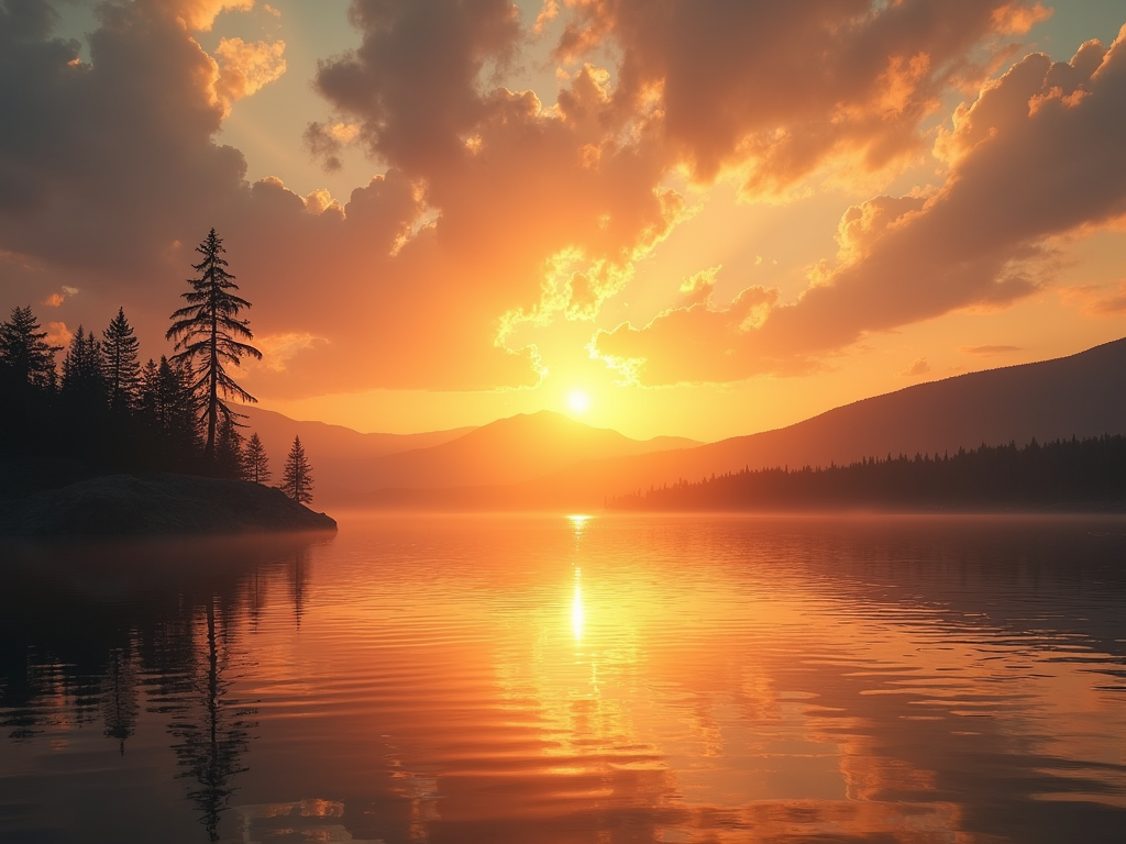 Sunrise over lake