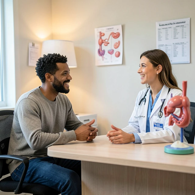 Couple consulting doctor about fertility preservation